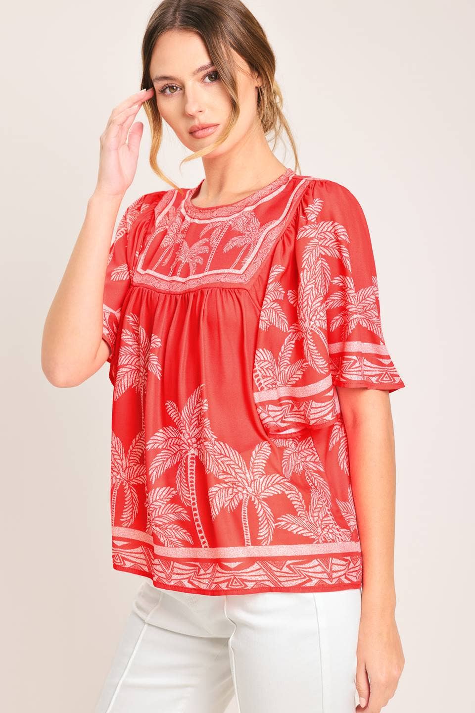 Red Palms Top