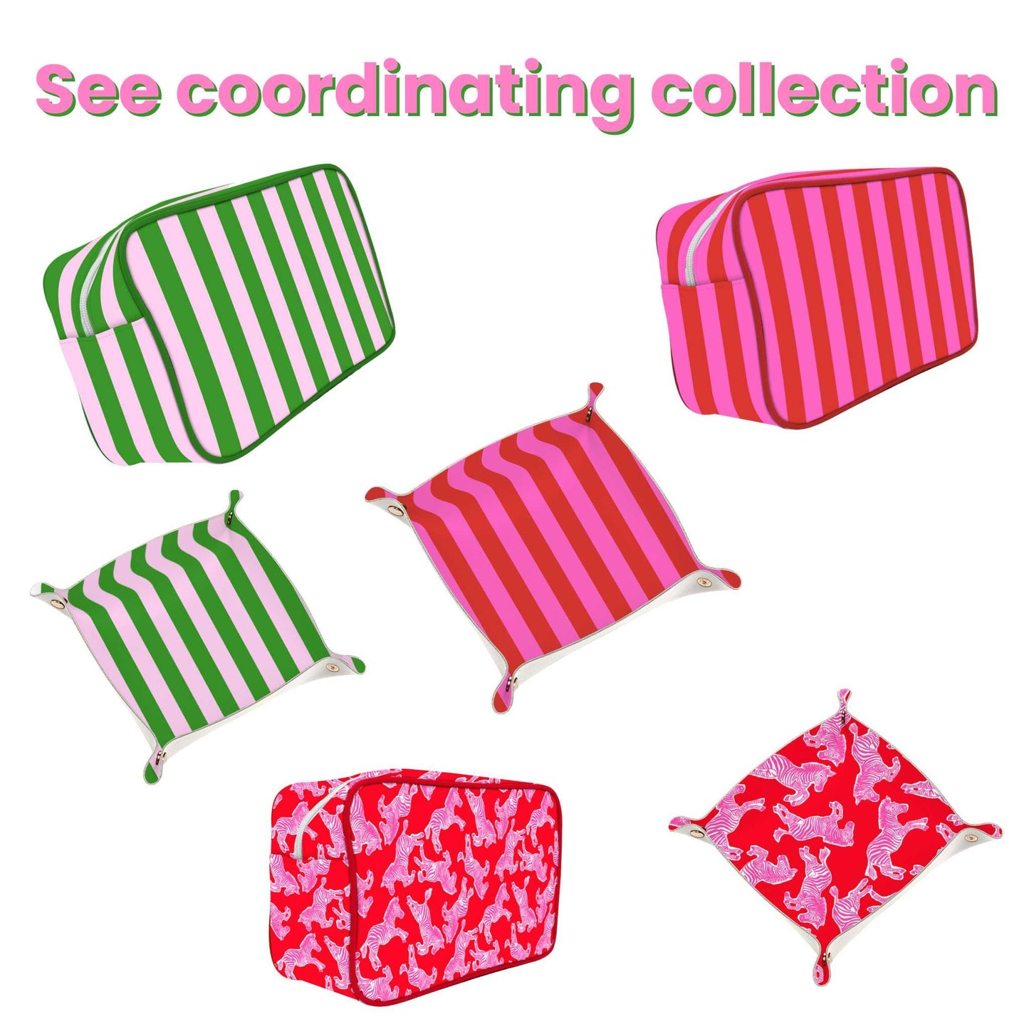 Cute trinket gift tray catchall | pink & green stripe