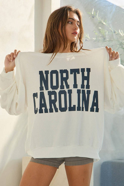 T1770-NC 'NORTH CAROLINA' Oversized Graphic Sweatshirt