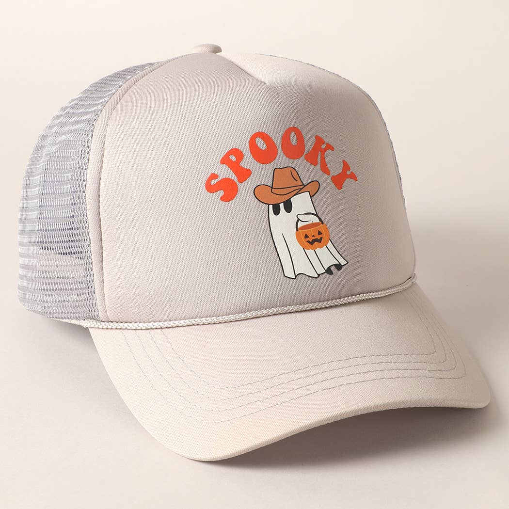 Spooky Ghost Printed Halloween Trucker Hat