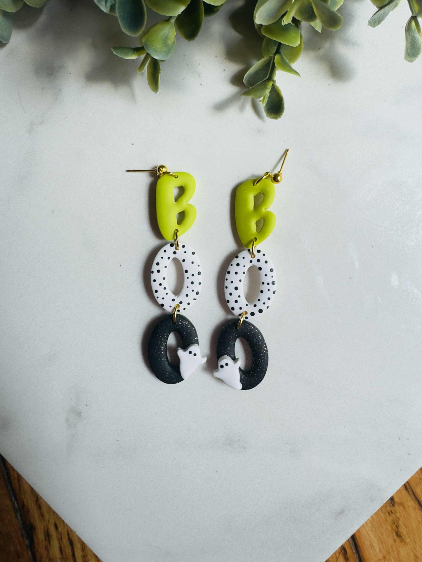 Boo Dangle Unique Handmade Halloween Clay Earrings