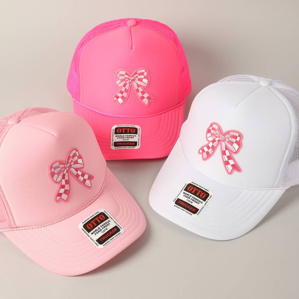 Checkered Ribbon Embroidery Patch Mesh Back Cap