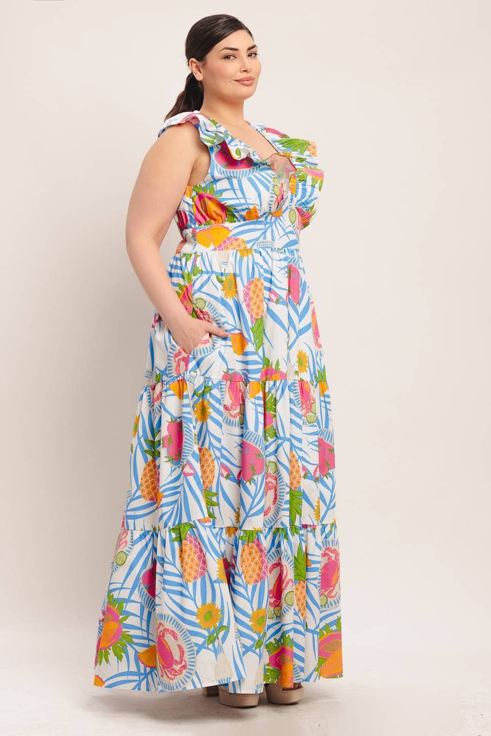 The Pineapple Palm Maxi Dress - Curvy