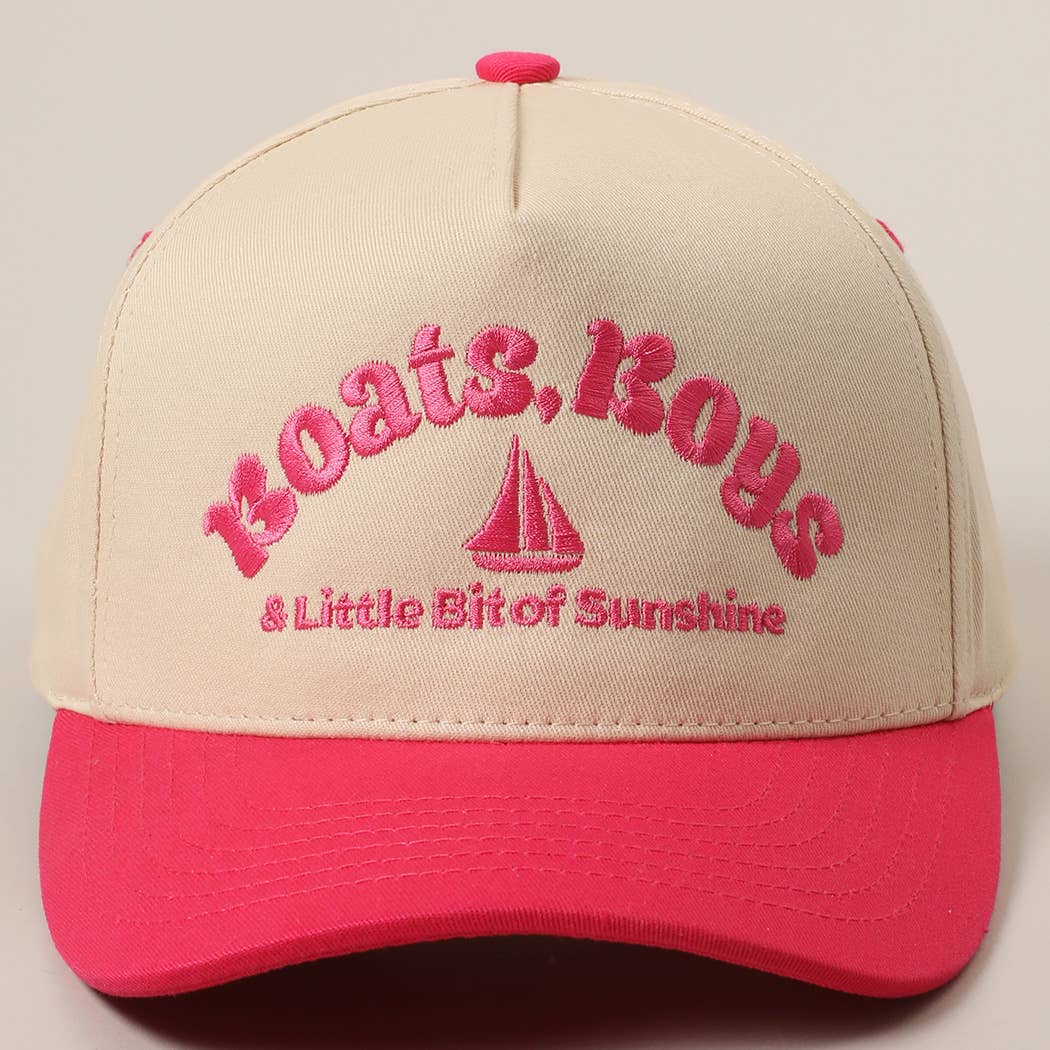 Boats, Boys Text Embroidered Two-Tone Trucker Hat