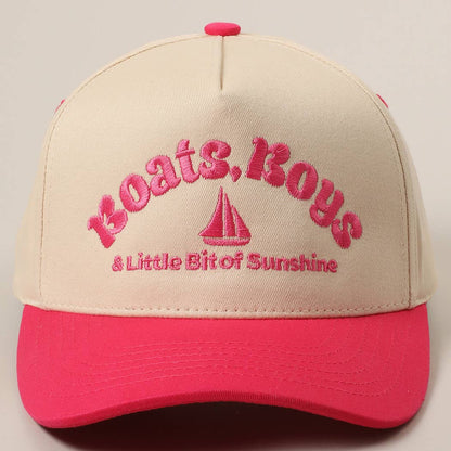 Boats, Boys Text Embroidered Two-Tone Trucker Hat