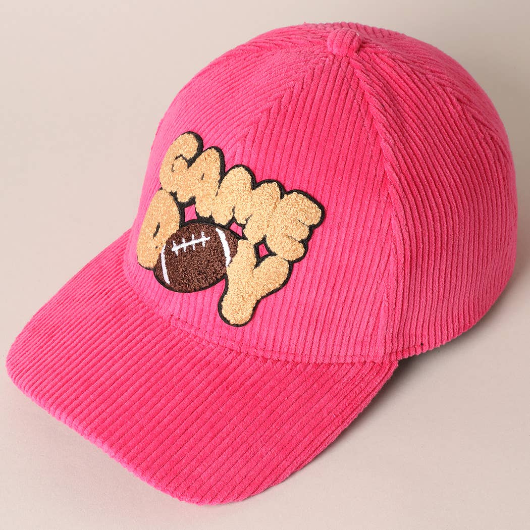 Football Game Day Chenille Patch Corduroy Cap