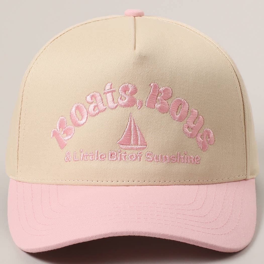 Boats, Boys Text Embroidered Two-Tone Trucker Hat