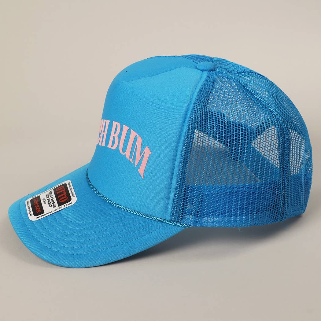 BEACH BUM Text Printed Mesh Back Trucker Hat