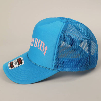 BEACH BUM Text Printed Mesh Back Trucker Hat