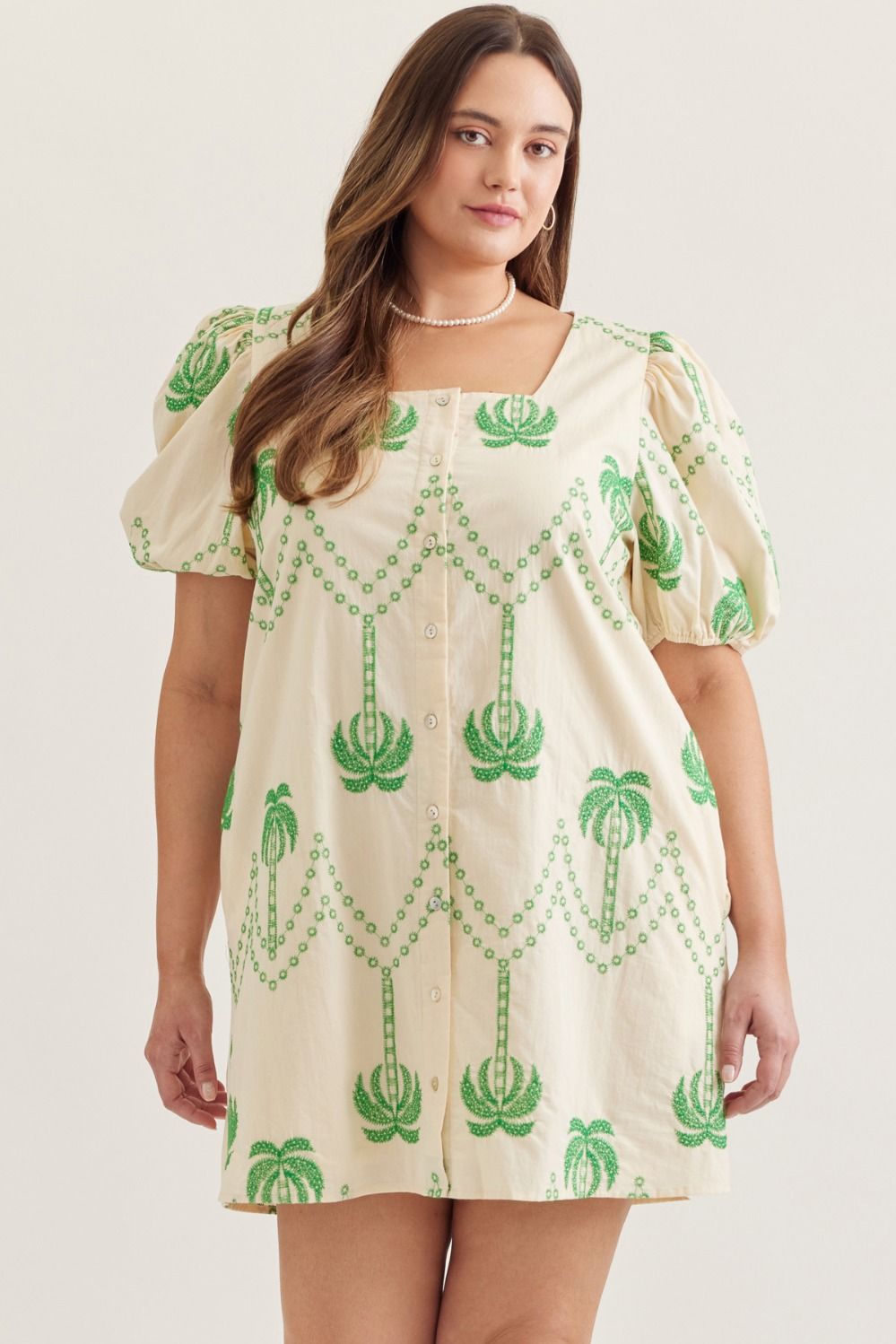 Palm Green Social Dress - Curvy