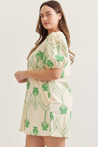 Palm Green Social Dress - Curvy