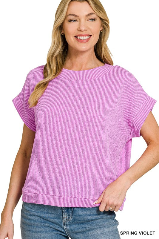 Zenana Ribbed Cap Sleeve Top