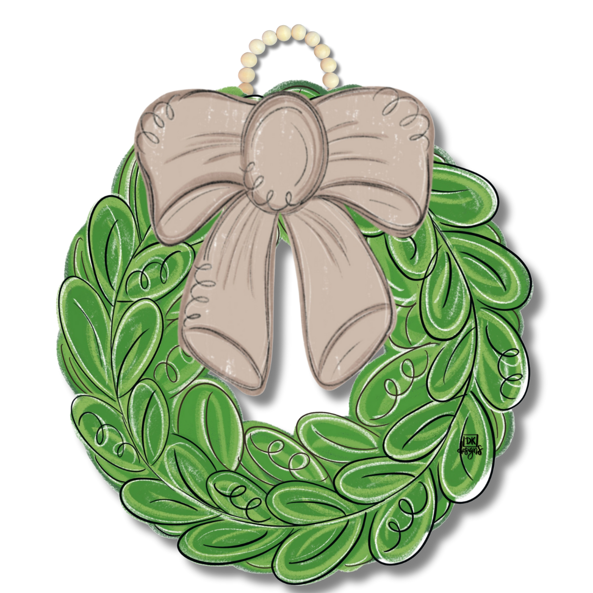 DK Mocha Bow Wreath Door Hanger (No Velcro for a Mini)