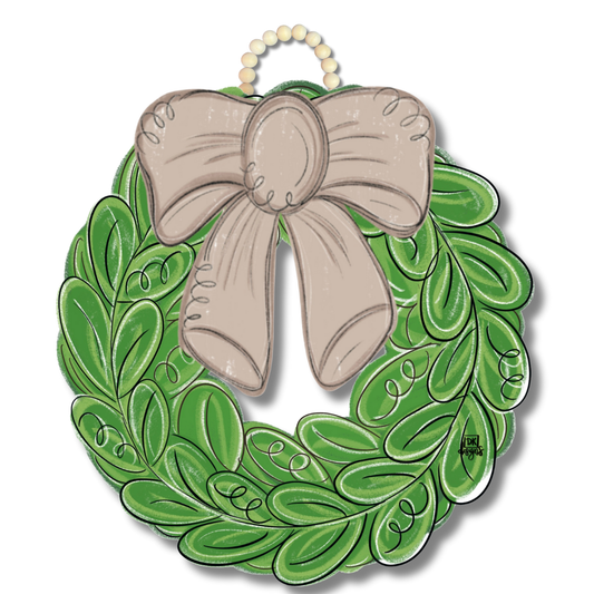 DK Mocha Bow Wreath Door Hanger (No Velcro for a Mini)
