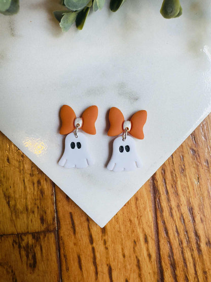 Bow Ghost Collection Jewelry Handmade Clay Earrings