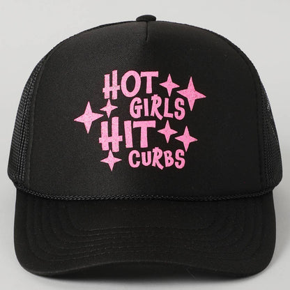 Hot Girls Hit Curbs Glitter Logo Foam Trucker Hat