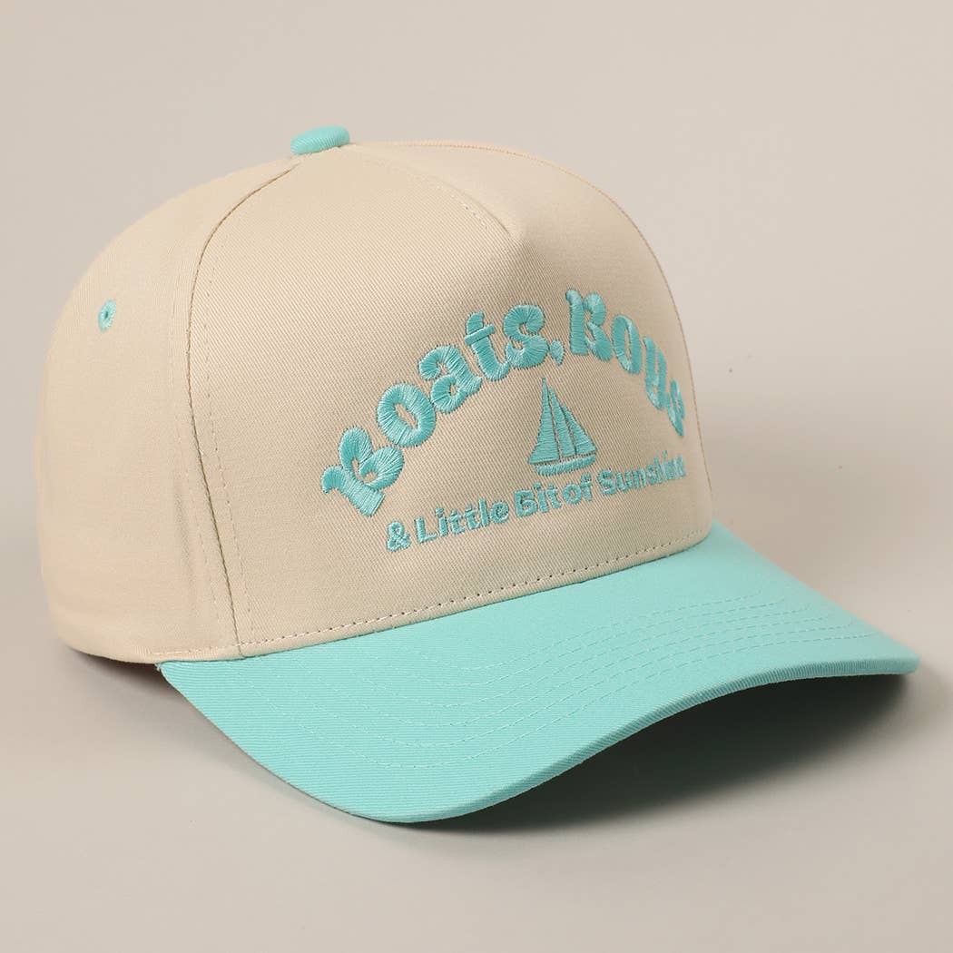Boats, Boys Text Embroidered Two-Tone Trucker Hat