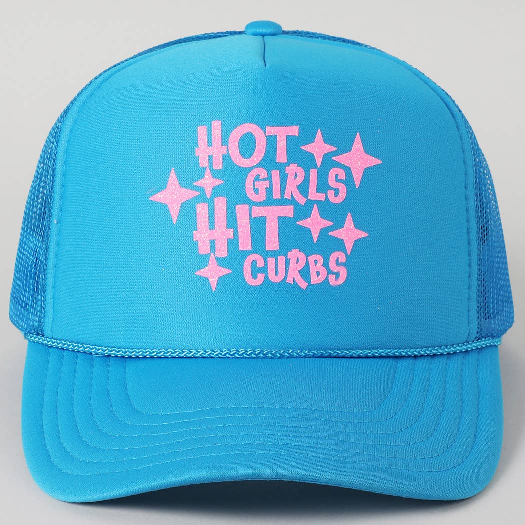 Hot Girls Hit Curbs Glitter Logo Foam Trucker Hat