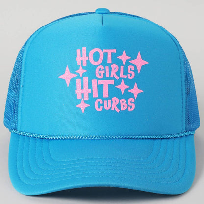 Hot Girls Hit Curbs Glitter Logo Foam Trucker Hat