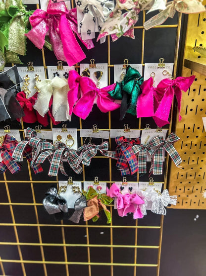 Hand Tied Ribbon Bow Earrings 