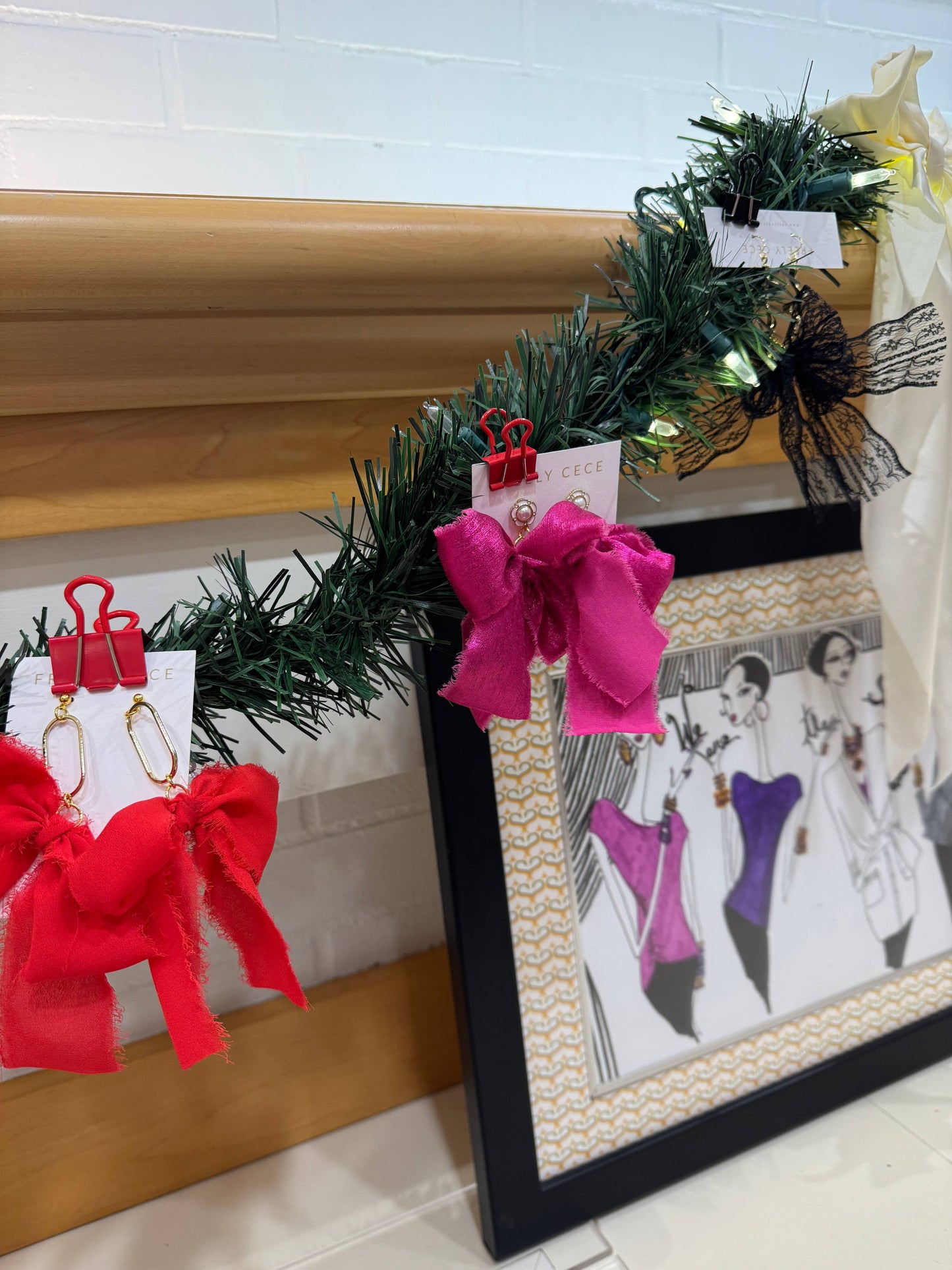 Hand Tied Ribbon Bow Earrings 