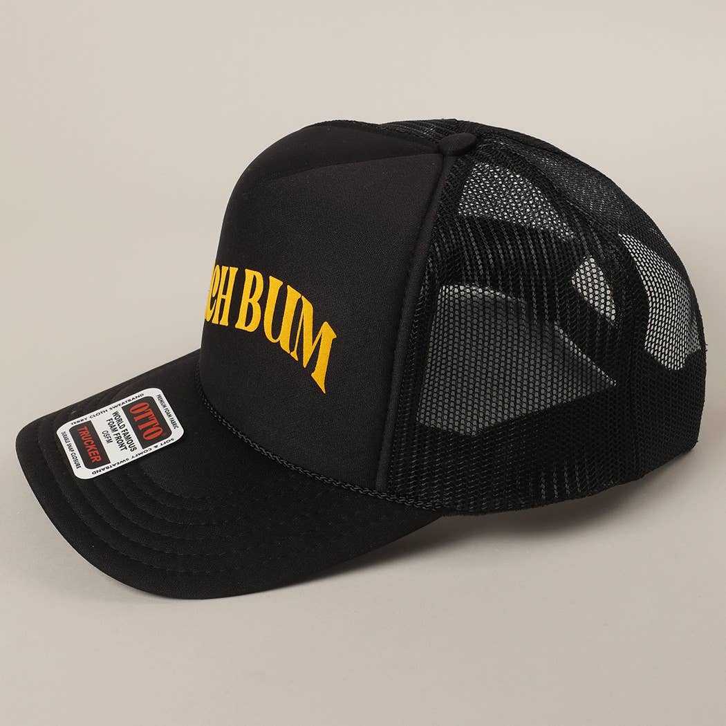 BEACH BUM Text Printed Mesh Back Trucker Hat