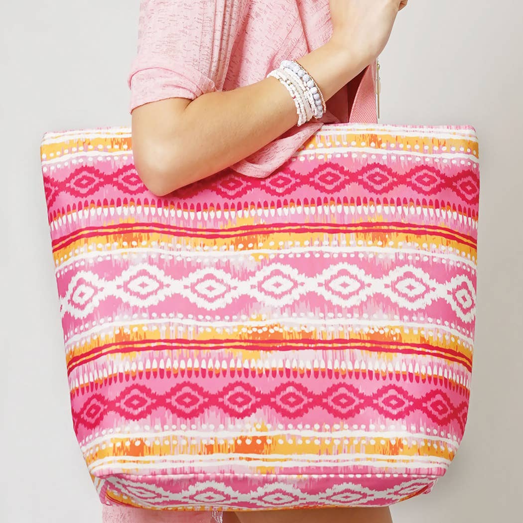 Vibrant Ikat Print Tote Bag