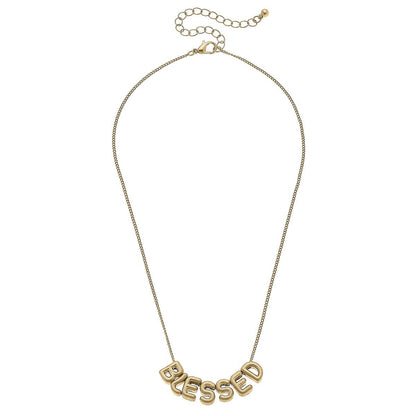 Bubble Letter Necklace in Worn Gold