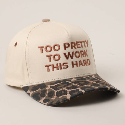 TOO PRETTY TO WORK Embroidery Trucker Hat