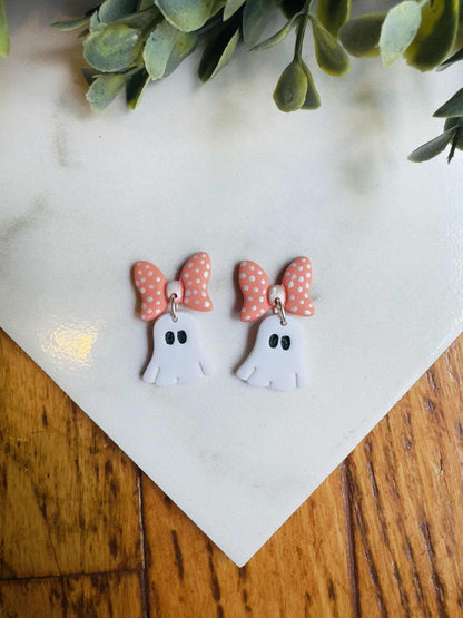 Bow Ghost Collection Jewelry Handmade Clay Earrings
