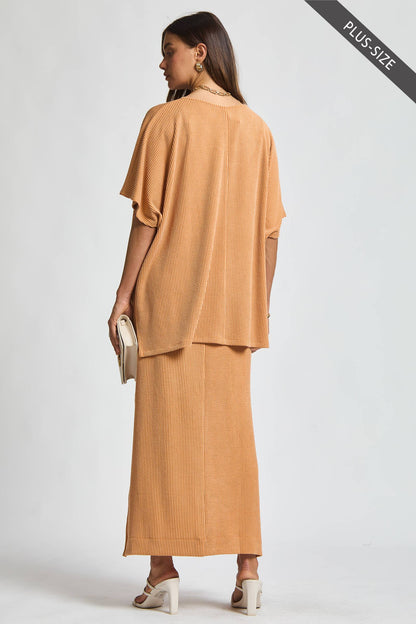 PLUS SIZE Flowy Poncho Style Top + Maxi Dress 2 Piece Set