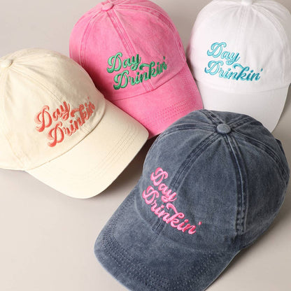 Day Drinkin' Text Embroidered Baseball Cap