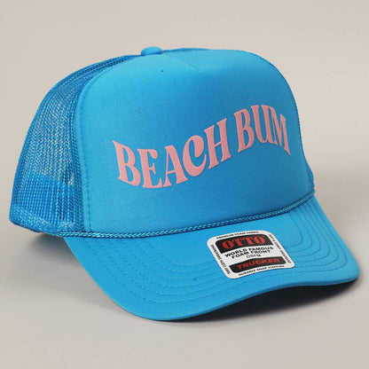 BEACH BUM Text Printed Mesh Back Trucker Hat