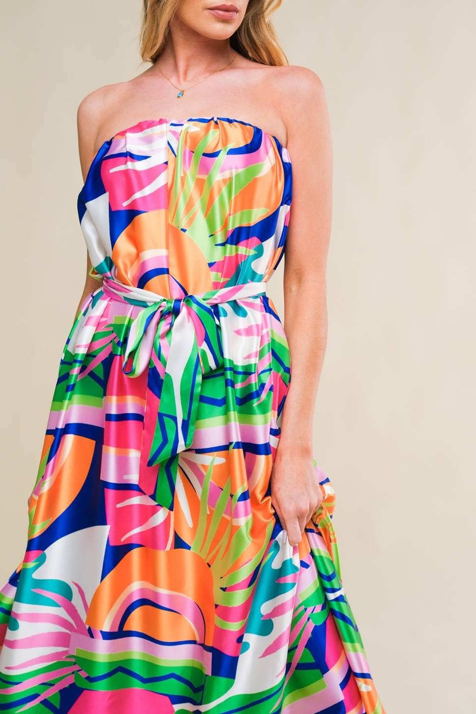 A printed woven midi dress - ID21238