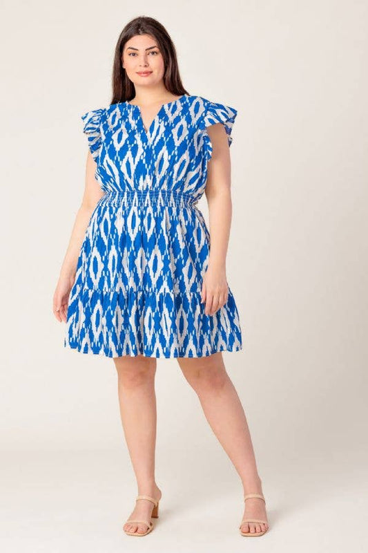 A printed woven mini dress