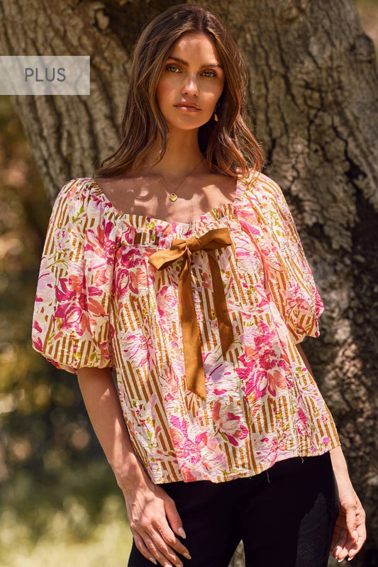 Plus Floral Printed Blouse