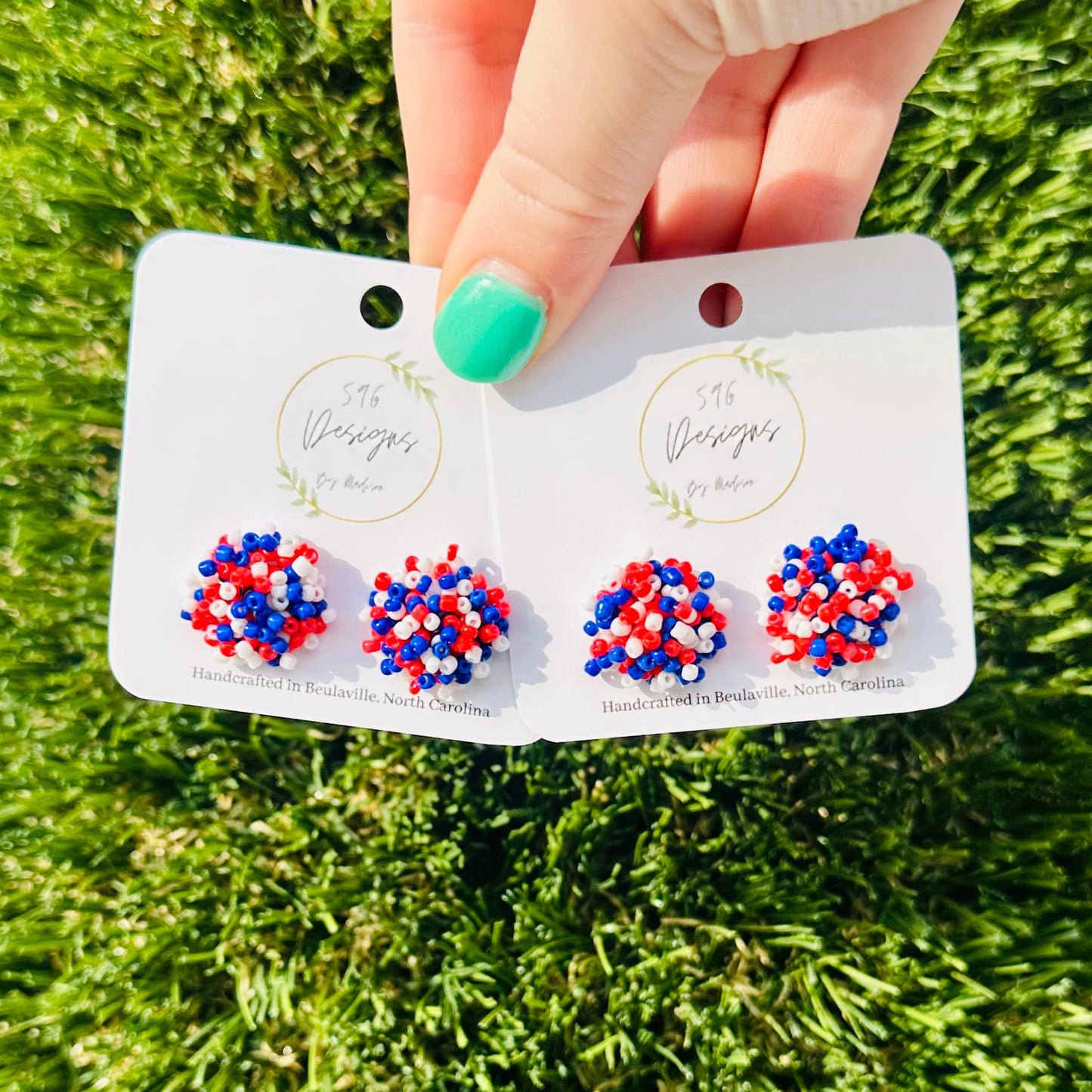 Beaded Cluster Stud Earrings