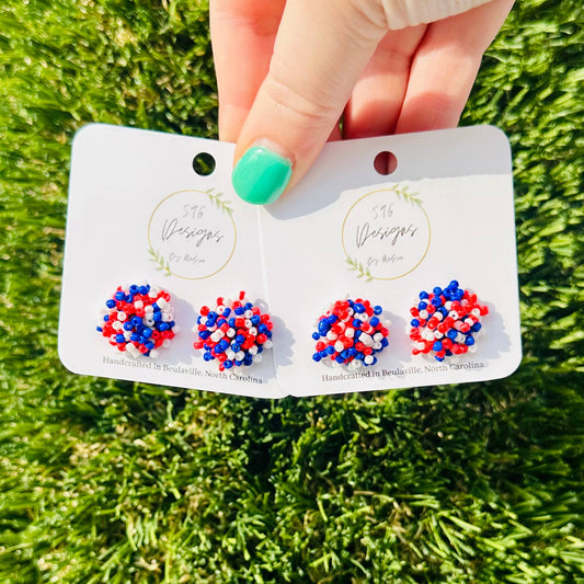 Beaded Cluster Stud Earrings