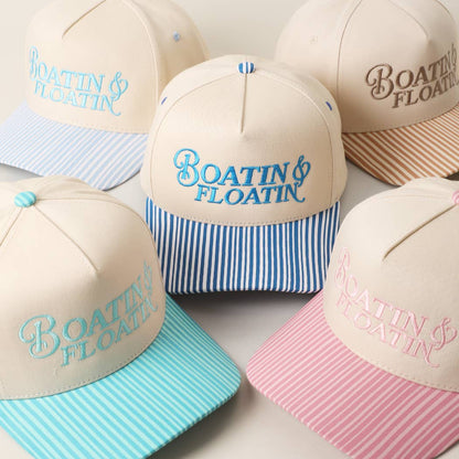 Boatin & Floatin Embroidered Seersucker Brim Trucker Hat