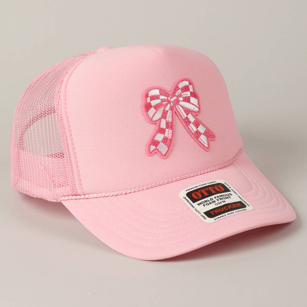 Checkered Ribbon Embroidery Patch Mesh Back Cap