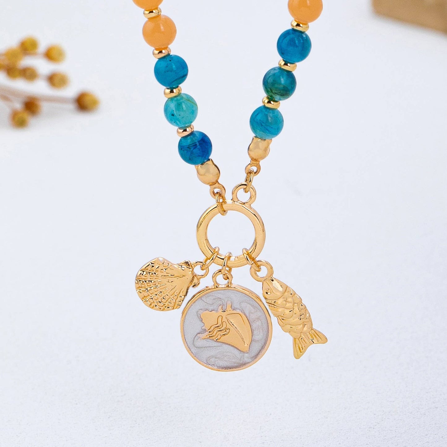 Rainbow Beaded Nautical Charm Necklace | 80N92952