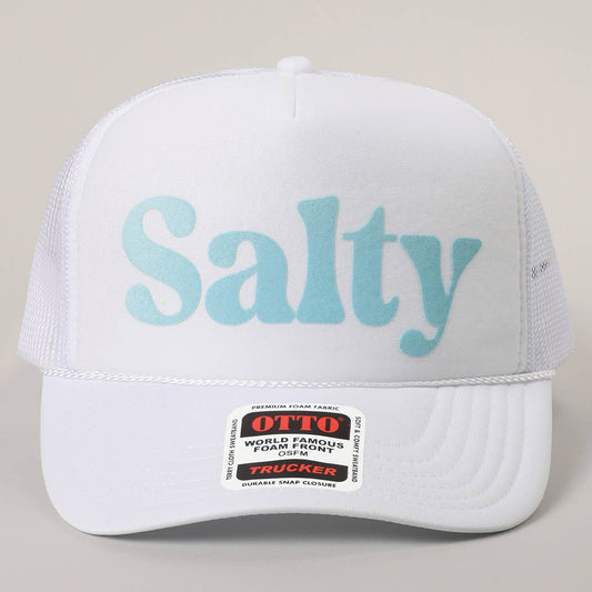 Salty Text Printed Mesh Back Foam Trucker Hat