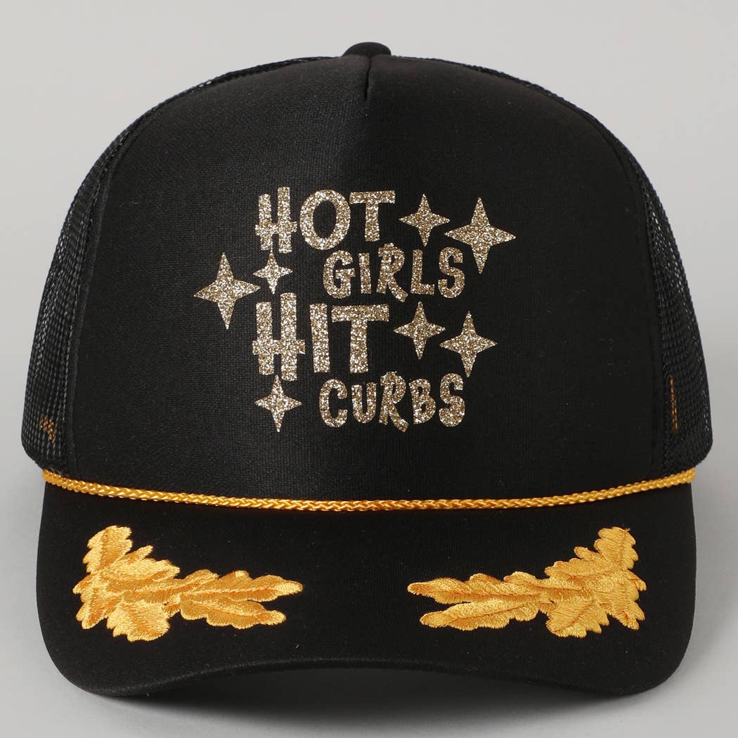 Hot Girls Hit Curbs Glitter Logo Foam Trucker Hat
