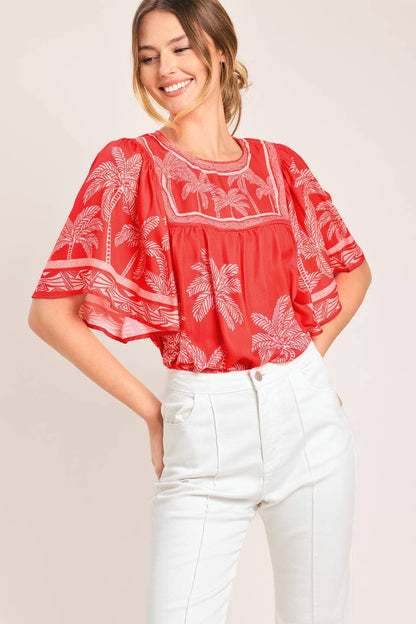 Red Palms Top