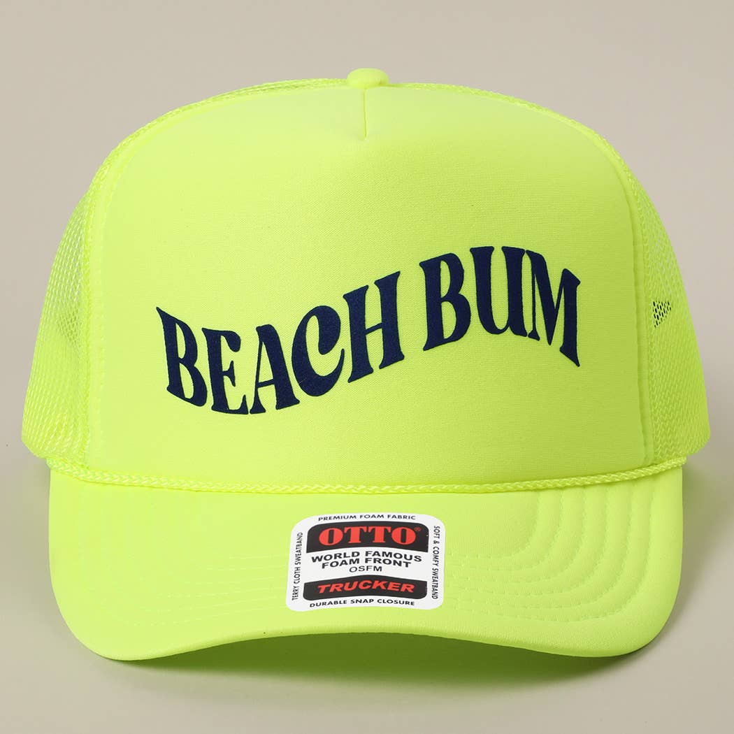 BEACH BUM Text Printed Mesh Back Trucker Hat
