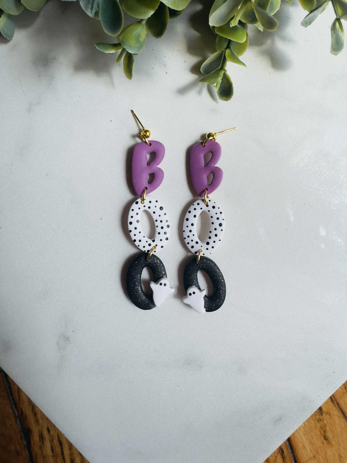 Boo Dangle Unique Handmade Halloween Clay Earrings