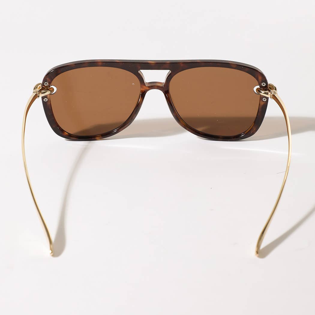 Women's Retro Chain Temple Aviator Sunglasses