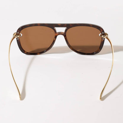 Women's Retro Chain Temple Aviator Sunglasses