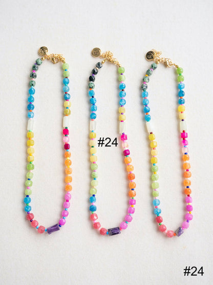Colorful Beaded Gemstone Candy Necklace Trendy Jewelry
