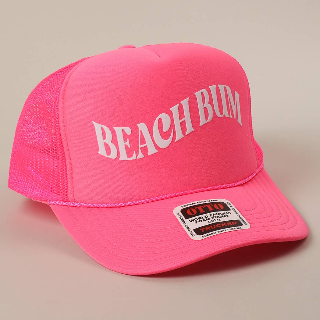 BEACH BUM Text Printed Mesh Back Trucker Hat